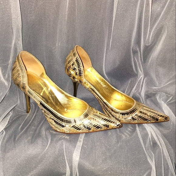 Sergio Rossi Gold Disco Heels - Picture 1 of 5